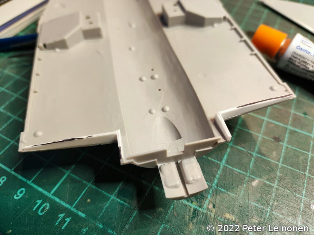 Fill gaps in fuselage with styrene