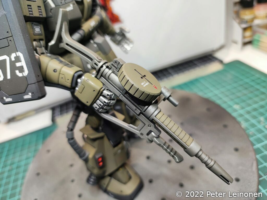 Closeup of machine gun